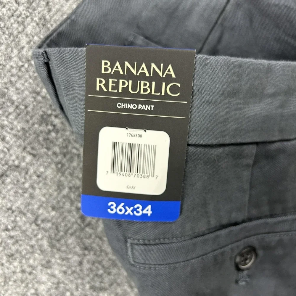 Banana Republic Pants Mens 36x34 Gray‎ Chino Straight Leg Flat Front Casual